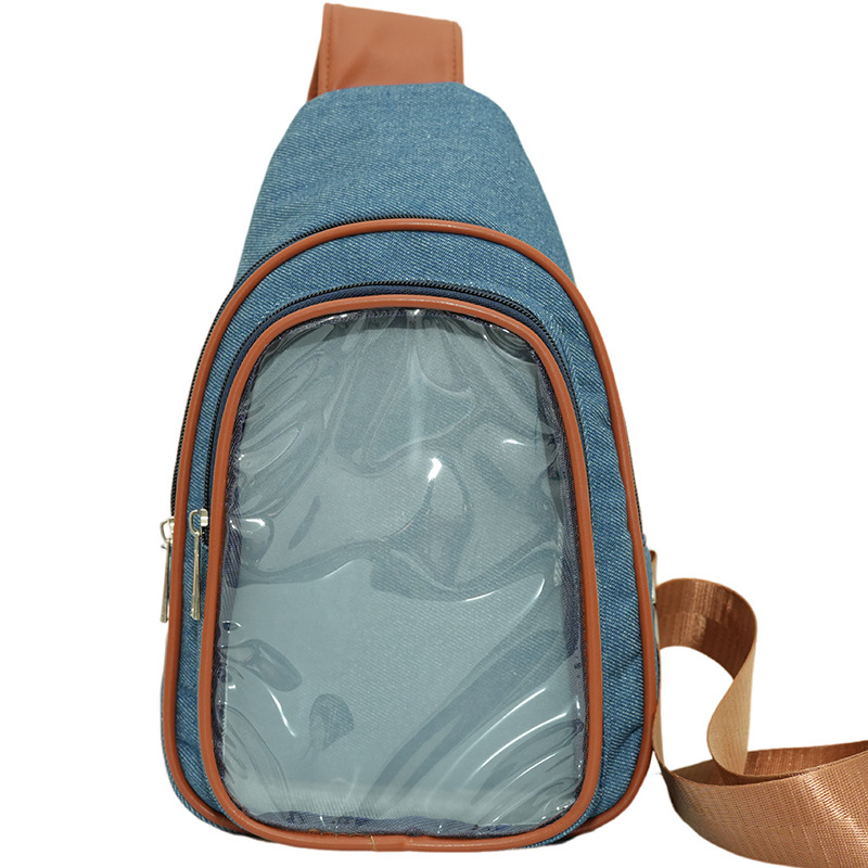 Ženska denim mini crossbody torbica s zatvaračem, unutarnji odjeljak i džep, poliester podstava, za slobodno vrijeme