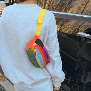 Geantă de talie/crossbody pentru femei, mare capacitate, stil retro european-american, nailon, căptușeală nailon, închidere cu fermoar, buzunar exterior 3D, Cod produs KZ1154, primăvara 2026