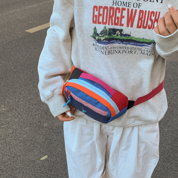 Geantă de talie/crossbody pentru femei, mare capacitate, stil retro european-american, nailon, căptușeală nailon, închidere cu fermoar, buzunar exterior 3D, Cod produs KZ1154, primăvara 2026