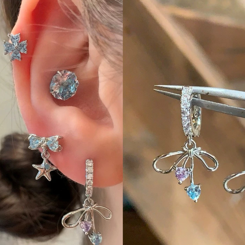 Fülbevalók titán acélból, elektropolírozás, geometriai forma, pásztori stílus