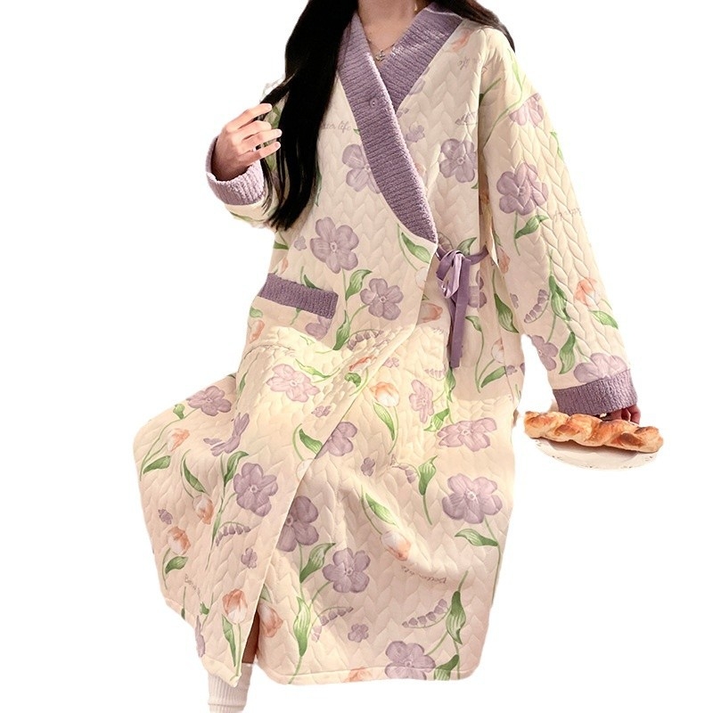 Ρούχο θηλασμού μετά τον τοκετό από ανάλαφρο βαμβάκι, μακριά μανίκια, άνοιγμα θηλασμού, μακριά φούστα