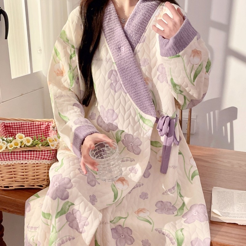 Ρούχο θηλασμού μετά τον τοκετό από ανάλαφρο βαμβάκι, μακριά μανίκια, άνοιγμα θηλασμού, μακριά φούστα