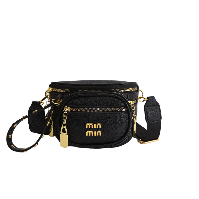 Crossbody torba u stilu sedla od PU kože s liči teksturom, zatvarač, poliester-cotton podstava, džep za telefon, vanjski džep tipa patch.
