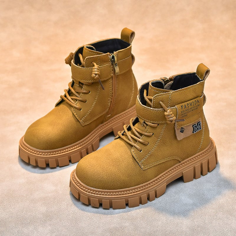 Martin topánky pre chlapcov, vrchný materiál z hovädzej kože, bočný zips, gumová podrážka, protišmykové a odolné voči opotrebeniu