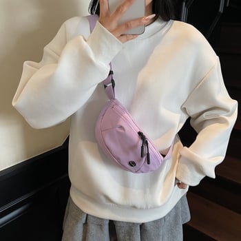 Torba crossbody u obliku dumplinga, materijal platno, zatvarač, ulični stil