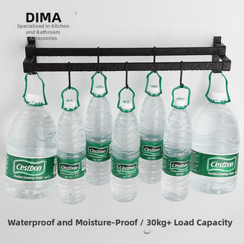 Fürdőszobai törölközőtartó űr-alumíniumból, fekete anodizált felülettel, dupla réteg, teherbírás 10 kg, Emma márka