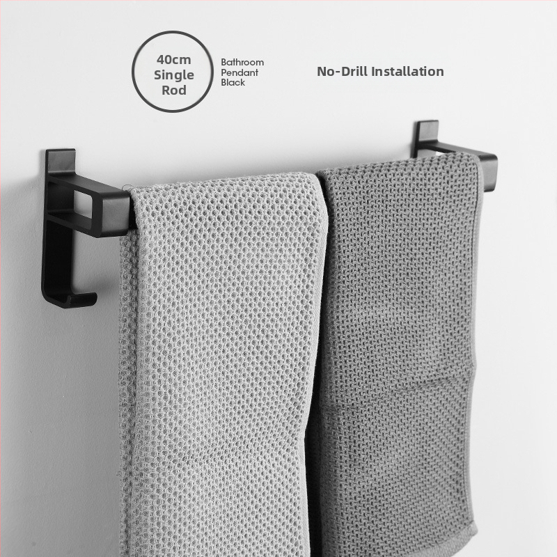 Fürdőszobai törölközőtartó űr-alumíniumból, fekete anodizált felülettel, dupla réteg, teherbírás 10 kg, Emma márka