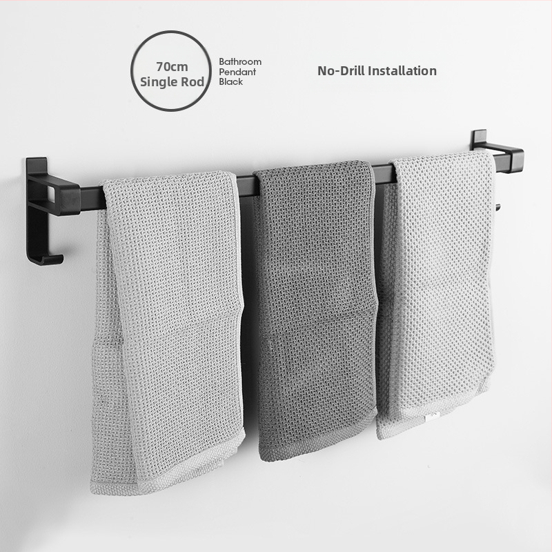 Fürdőszobai törölközőtartó űr-alumíniumból, fekete anodizált felülettel, dupla réteg, teherbírás 10 kg, Emma márka