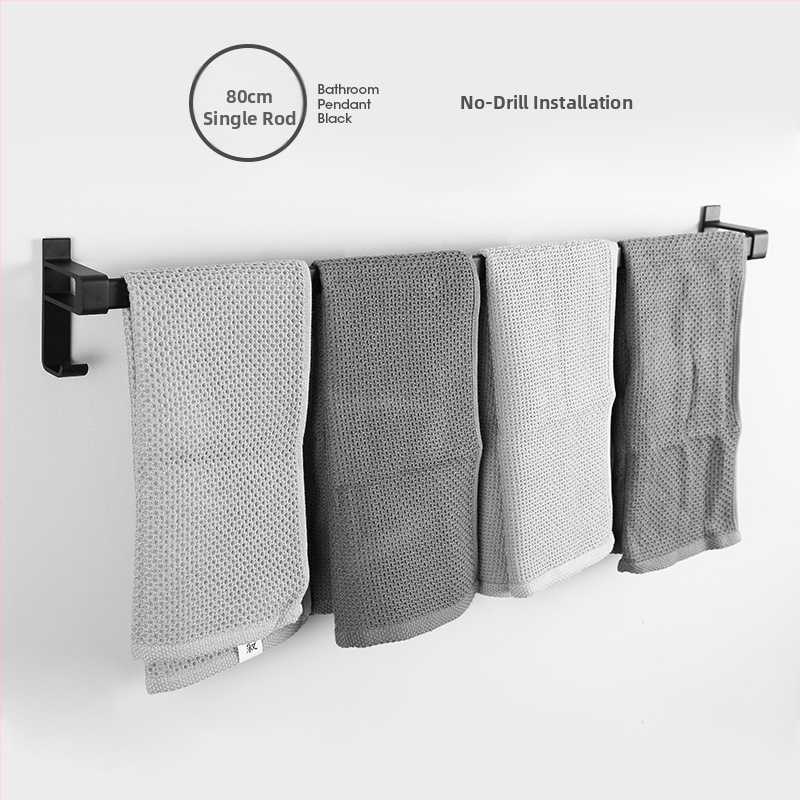 Fürdőszobai törölközőtartó űr-alumíniumból, fekete anodizált felülettel, dupla réteg, teherbírás 10 kg, Emma márka