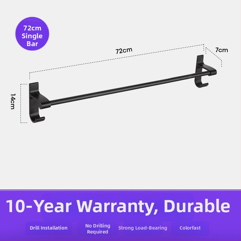 Fürdőszobai törölközőtartó űr-alumíniumból, fekete anodizált felülettel, dupla réteg, teherbírás 10 kg, Emma márka