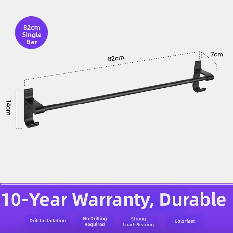 Fürdőszobai törölközőtartó űr-alumíniumból, fekete anodizált felülettel, dupla réteg, teherbírás 10 kg, Emma márka