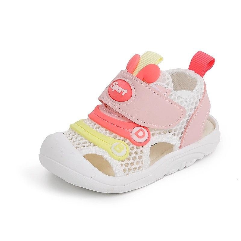 Jingqi ljetne sandale za bebe i malu djecu – mrežasti gornji dio, meka potplata, dišući, protuklizno, Velcro zatvaranje, niski profil, 12–36 mjeseci, uzorak gusjenice