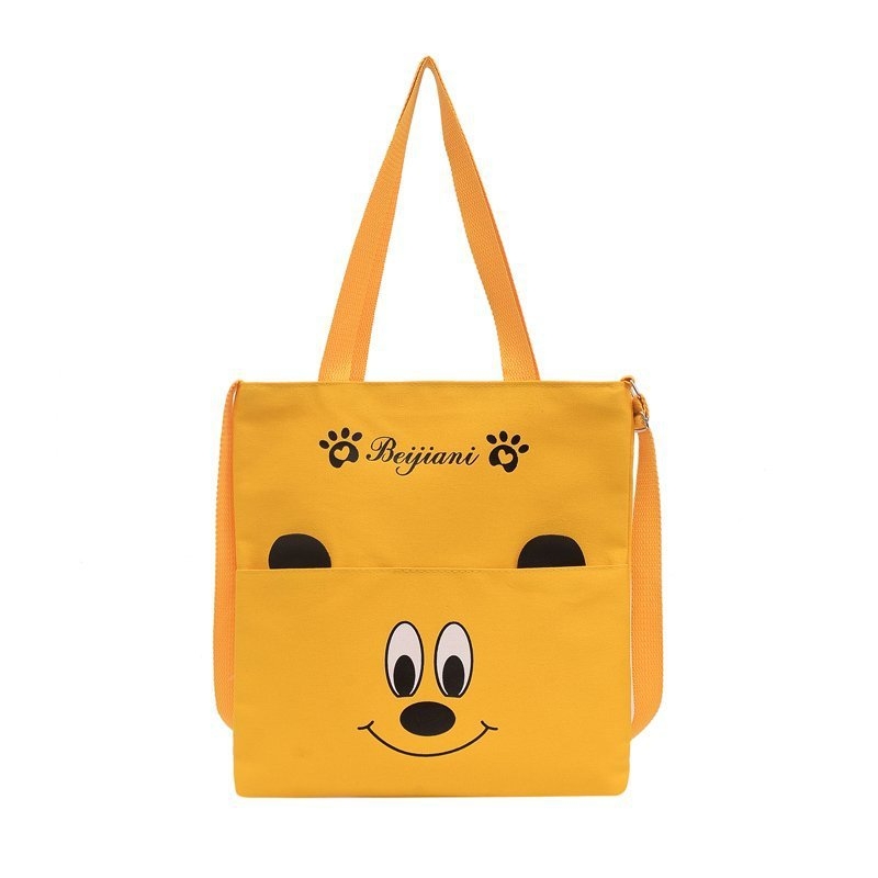 Korejskog stila crossbody torba od platna, velik kapacitet, zatvarač, motiv anime karikatura, podstava od platna