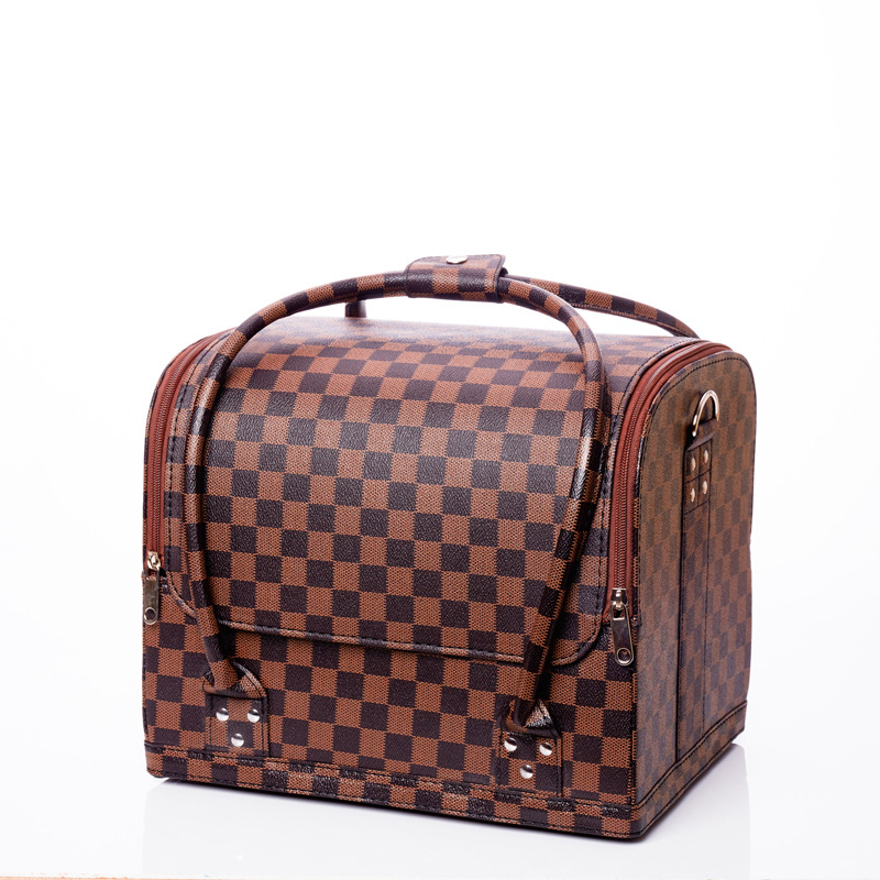 MIRRAND Козметична чанта с голям капацитет – портативна професионална кутия за грим и инструменти за татуиране на вежди; PU материал, магнитно затваряне, водоустойчива, разширяем дизайн, мокро/сухо разделение