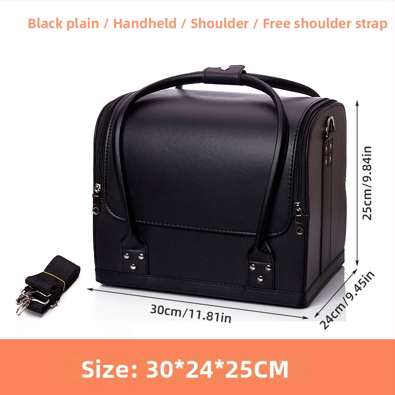 MIRRAND Козметична чанта с голям капацитет – портативна професионална кутия за грим и инструменти за татуиране на вежди; PU материал, магнитно затваряне, водоустойчива, разширяем дизайн, мокро/сухо разделение