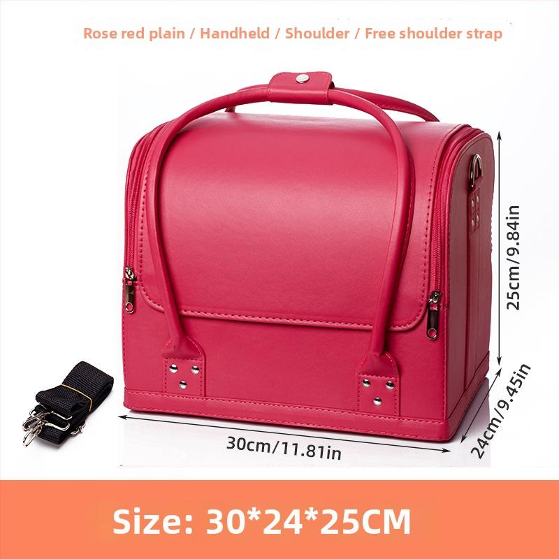 MIRRAND Козметична чанта с голям капацитет – портативна професионална кутия за грим и инструменти за татуиране на вежди; PU материал, магнитно затваряне, водоустойчива, разширяем дизайн, мокро/сухо разделение