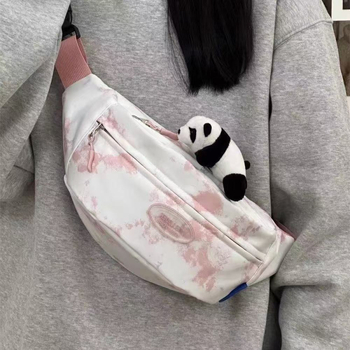 2025-ös japán-stílusú és koreai-stílusú tie-dye válltáska diákoknak, Oxford anyag, tavasz 2025, cipzár, telefon zseb