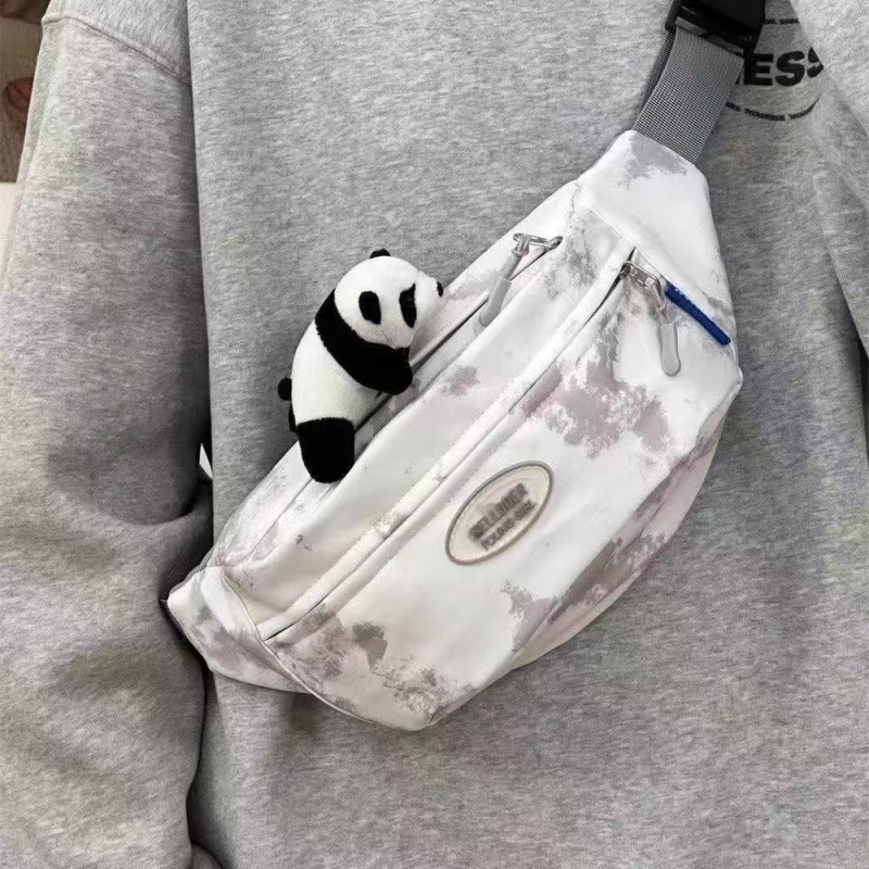 2025-ös japán-stílusú és koreai-stílusú tie-dye válltáska diákoknak, Oxford anyag, tavasz 2025, cipzár, telefon zseb