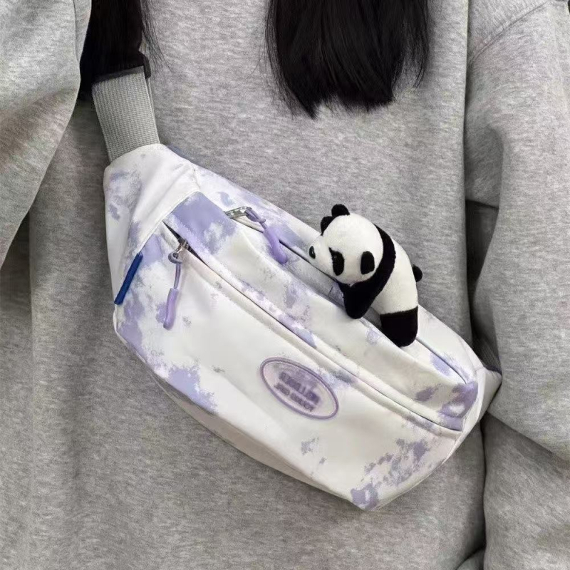 2025-ös japán-stílusú és koreai-stílusú tie-dye válltáska diákoknak, Oxford anyag, tavasz 2025, cipzár, telefon zseb