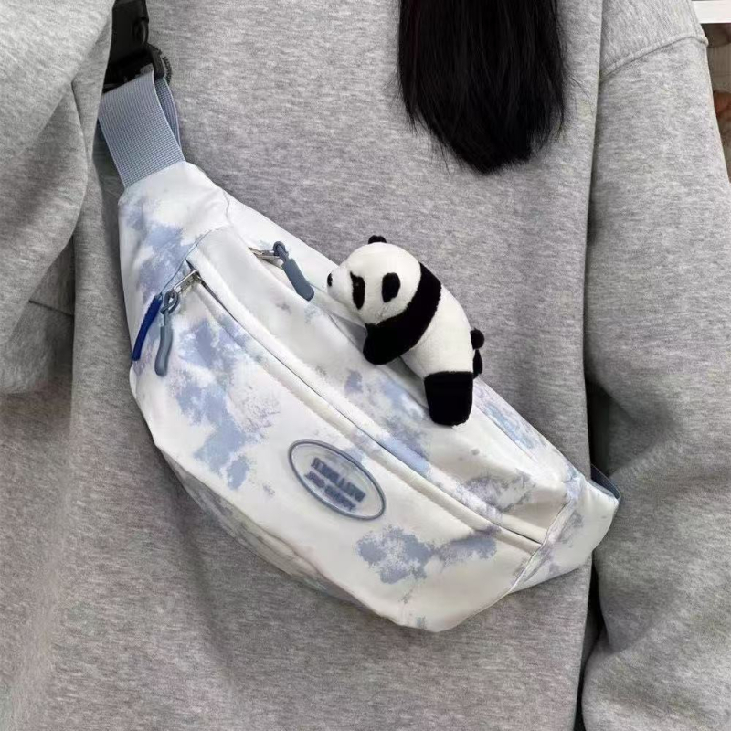 2025-ös japán-stílusú és koreai-stílusú tie-dye válltáska diákoknak, Oxford anyag, tavasz 2025, cipzár, telefon zseb