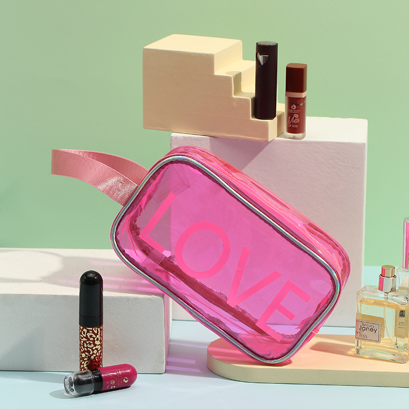 Geantă cosmetică imprimată PVC cu model de animale, căptușeală PVC, impermeabilă, separare umed-uscat.