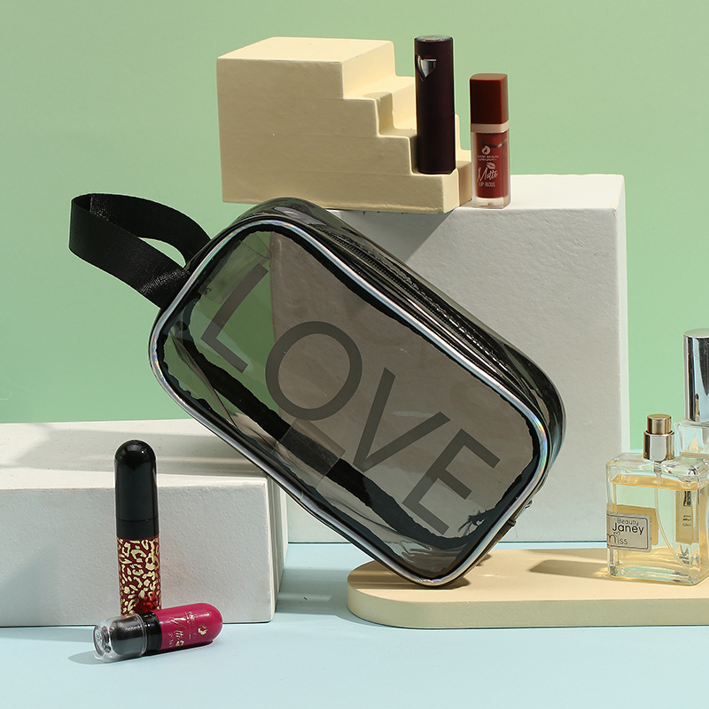 Geantă cosmetică imprimată PVC cu model de animale, căptușeală PVC, impermeabilă, separare umed-uscat.