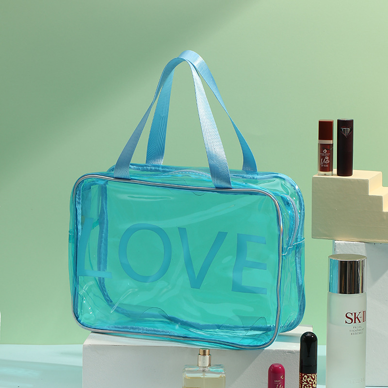 Geantă cosmetică imprimată PVC cu model de animale, căptușeală PVC, impermeabilă, separare umed-uscat.