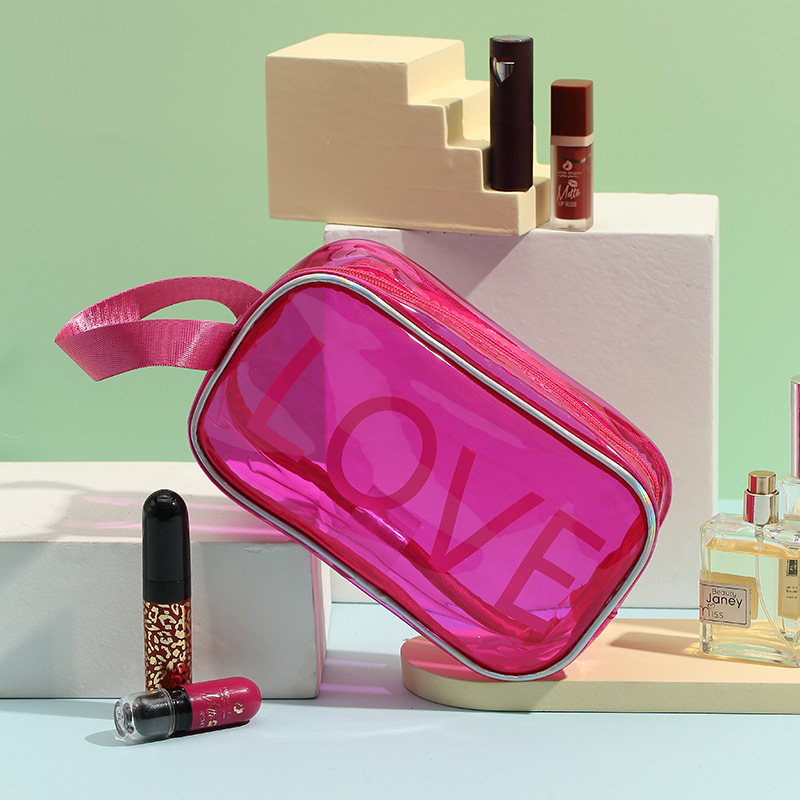 Geantă cosmetică imprimată PVC cu model de animale, căptușeală PVC, impermeabilă, separare umed-uscat.