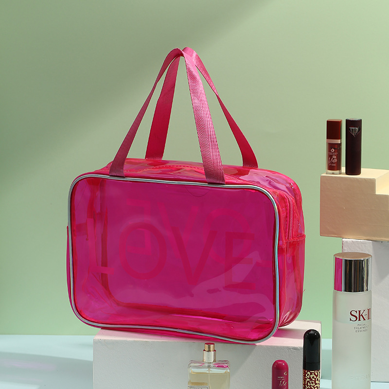 Geantă cosmetică imprimată PVC cu model de animale, căptușeală PVC, impermeabilă, separare umed-uscat.