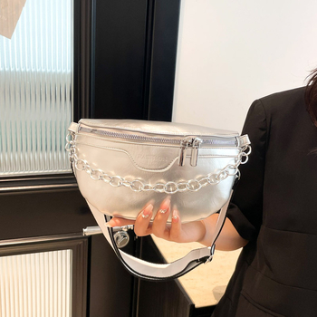 Geantă de umăr cu stil street-trend, material PU, design de geantă subraț, închidere cu fermoar, căptușeală poliester