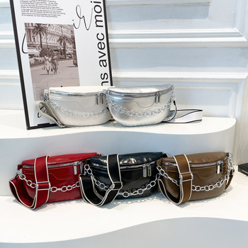 Geantă de umăr cu stil street-trend, material PU, design de geantă subraț, închidere cu fermoar, căptușeală poliester