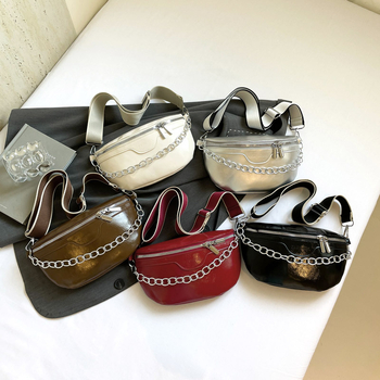 Geantă de umăr cu stil street-trend, material PU, design de geantă subraț, închidere cu fermoar, căptușeală poliester