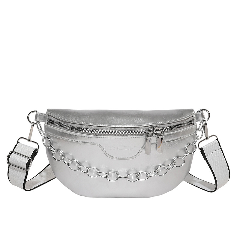 Geantă de umăr cu stil street-trend, material PU, design de geantă subraț, închidere cu fermoar, căptușeală poliester