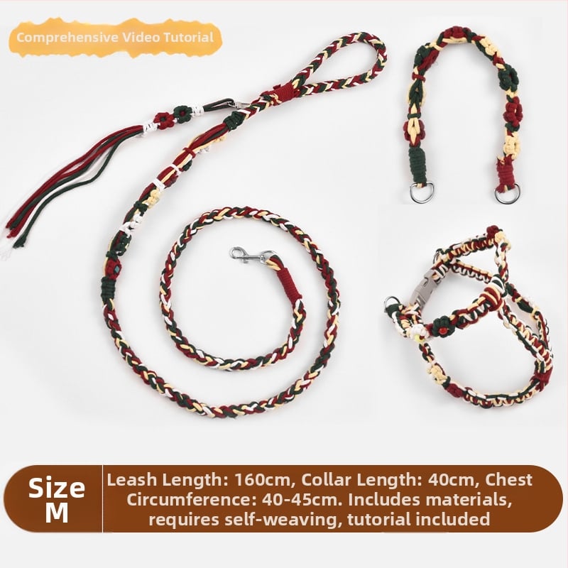 DIY Σετ λουριού σκύλου – χειροποίητο υφαντό, βαμβάκι, καθολική χρήση, χριστουγεννιάτικο θέμα, στυλ ανάπαυσης