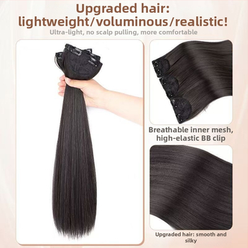 Perucă din trei părți pentru femei cu păr lung drept, stil natural, volum din mătase autohtonă, fără urme vizibile de conectare