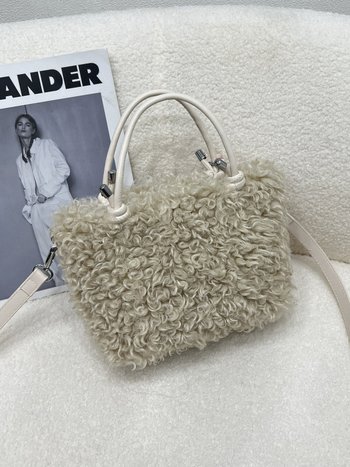 Női prémes tote táska – Városi miniszta minimalist stílus, vízszintes négyzetes forma, cipzár, egy vállpánt