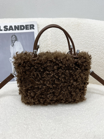 Női prémes tote táska – Városi miniszta minimalist stílus, vízszintes négyzetes forma, cipzár, egy vállpánt