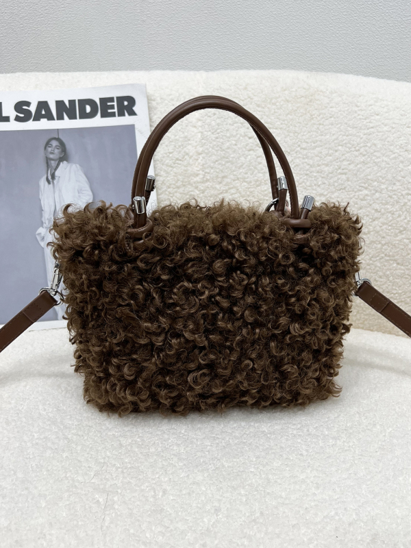 Női prémes tote táska – Városi miniszta minimalist stílus, vízszintes négyzetes forma, cipzár, egy vállpánt