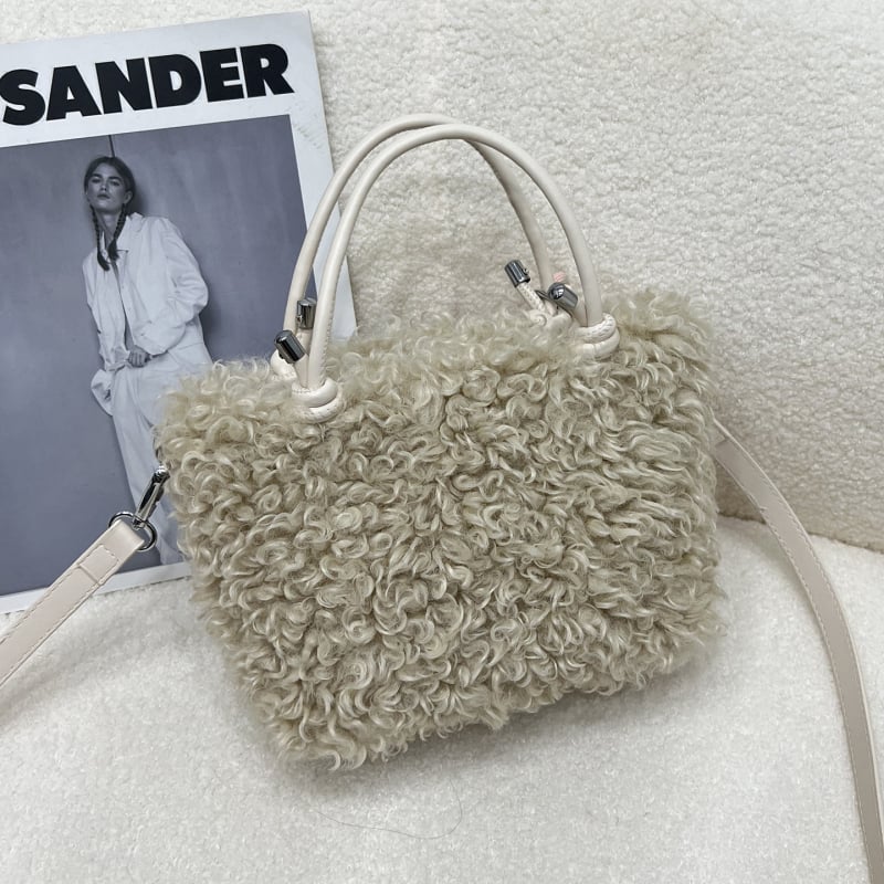 Női prémes tote táska – Városi miniszta minimalist stílus, vízszintes négyzetes forma, cipzár, egy vállpánt