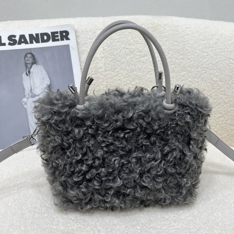 Női prémes tote táska – Városi miniszta minimalist stílus, vízszintes négyzetes forma, cipzár, egy vállpánt