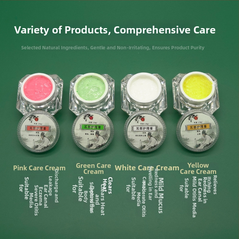 Sada starostlivosti o uši: nežiariaca lyžička na uši a krém na starostlivosť, úľava od začervenania a svrbenia, 10–20 g