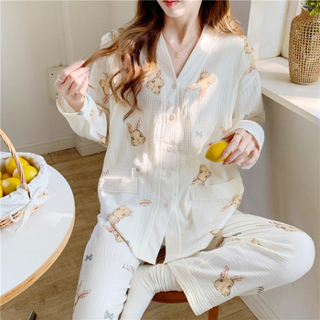 Σετ πιτζάμες για μητρότητα και γαλουχία – γάζα από 100% βαμβάκι, μεσαίου βάρους 161-180 g/m2, μακριά μανίκια, παντελόνια