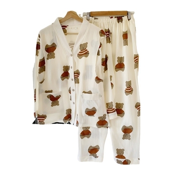 Σετ πιτζάμες για μητρότητα και γαλουχία – γάζα από 100% βαμβάκι, μεσαίου βάρους 161-180 g/m2, μακριά μανίκια, παντελόνια