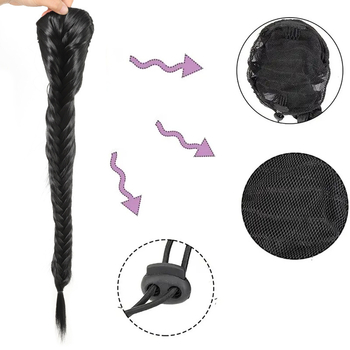 Pónifarok paróka húzózsinórral, hosszú hajból, magas hőmérsékletű selyem anyagból, kézzel kötött halcsont fonat, modell py307, nőknek