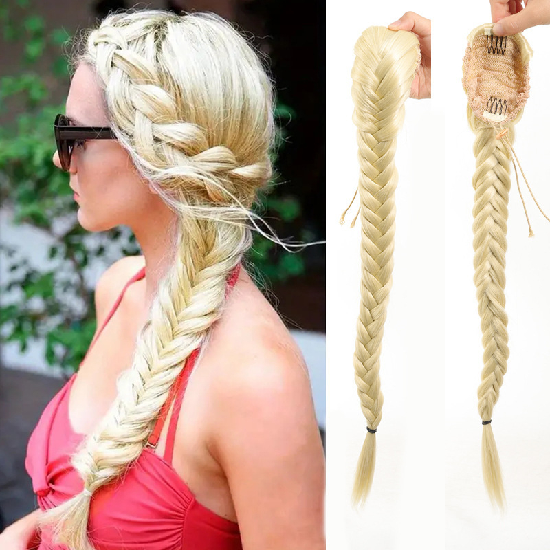 Pónifarok paróka húzózsinórral, hosszú hajból, magas hőmérsékletű selyem anyagból, kézzel kötött halcsont fonat, modell py307, nőknek