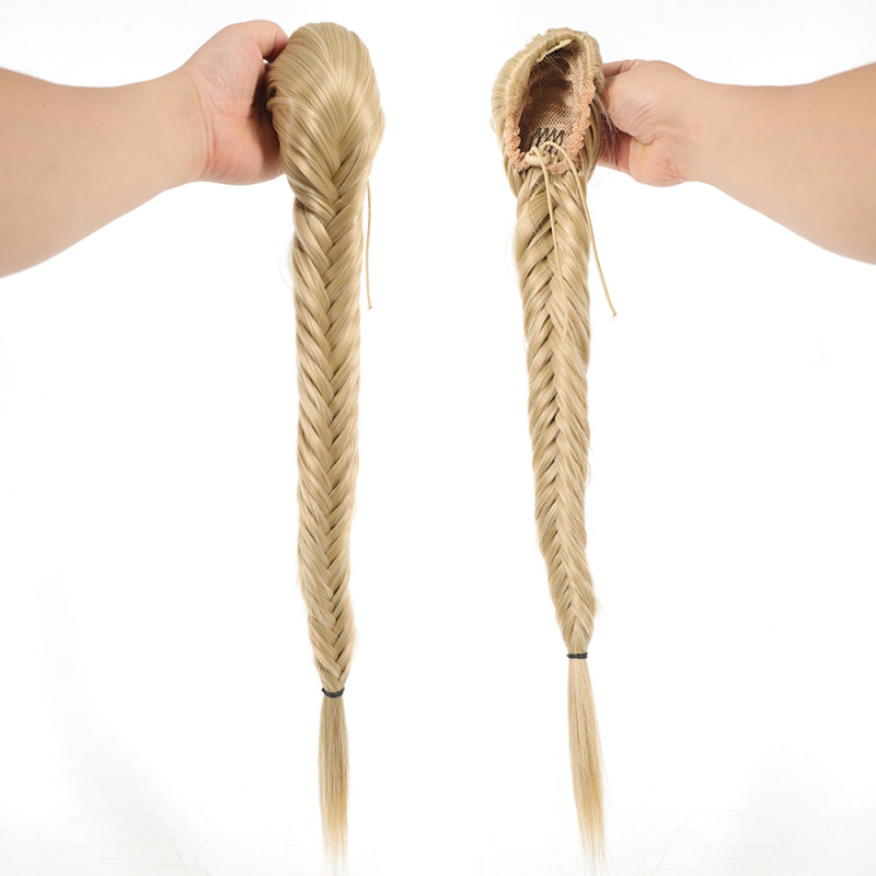 Pónifarok paróka húzózsinórral, hosszú hajból, magas hőmérsékletű selyem anyagból, kézzel kötött halcsont fonat, modell py307, nőknek