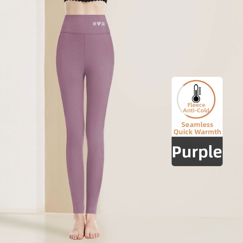 Pantaloni termici pentru femei cu talie înaltă, țesătură cationică, căptușeală velur, 90–95% poliester, grosime 201–250 g/m2