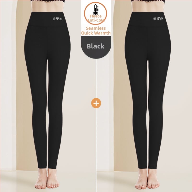 Pantaloni termici pentru femei cu talie înaltă, țesătură cationică, căptușeală velur, 90–95% poliester, grosime 201–250 g/m2