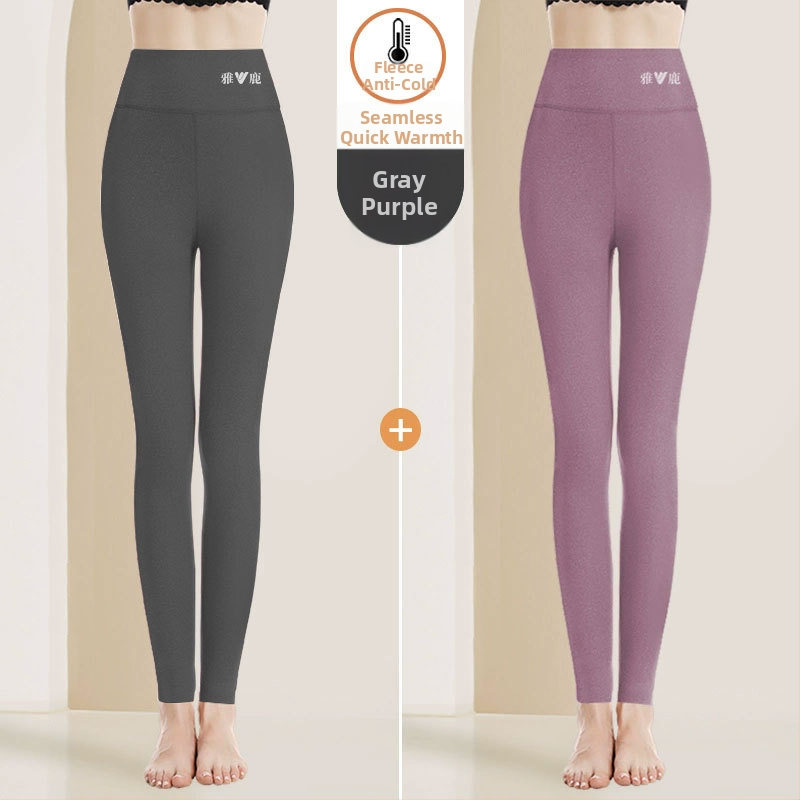 Pantaloni termici pentru femei cu talie înaltă, țesătură cationică, căptușeală velur, 90–95% poliester, grosime 201–250 g/m2