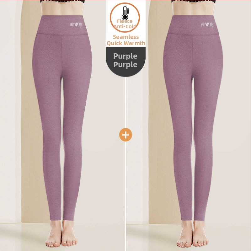 Pantaloni termici pentru femei cu talie înaltă, țesătură cationică, căptușeală velur, 90–95% poliester, grosime 201–250 g/m2